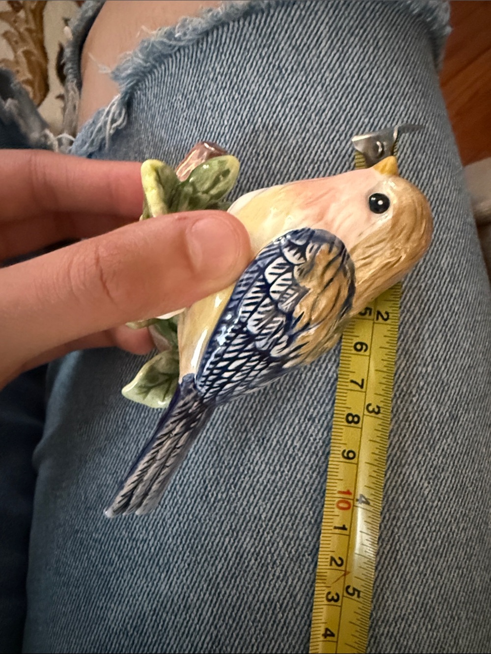 Ceramic Bird Songbird Figurine glass Decoration piece 1 birdie cute - Picture 10 of 10